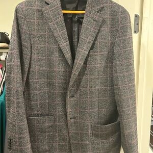 Joseph Abboud “Joe” Gray and Purple Plaid Slim Fit Sport Coat